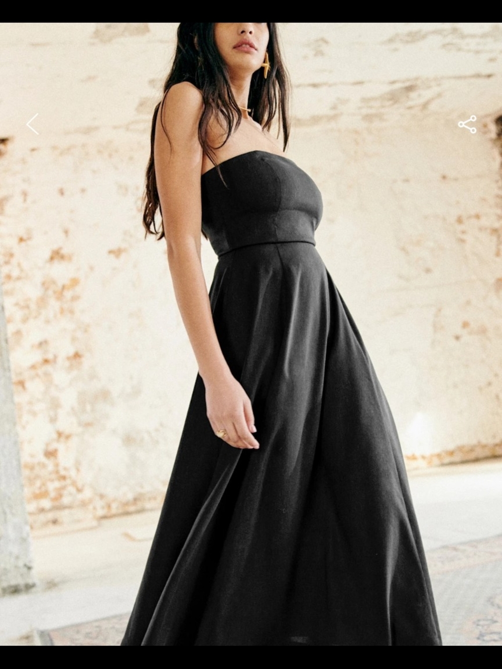 Sezane Strapless Black Full-Length Gown